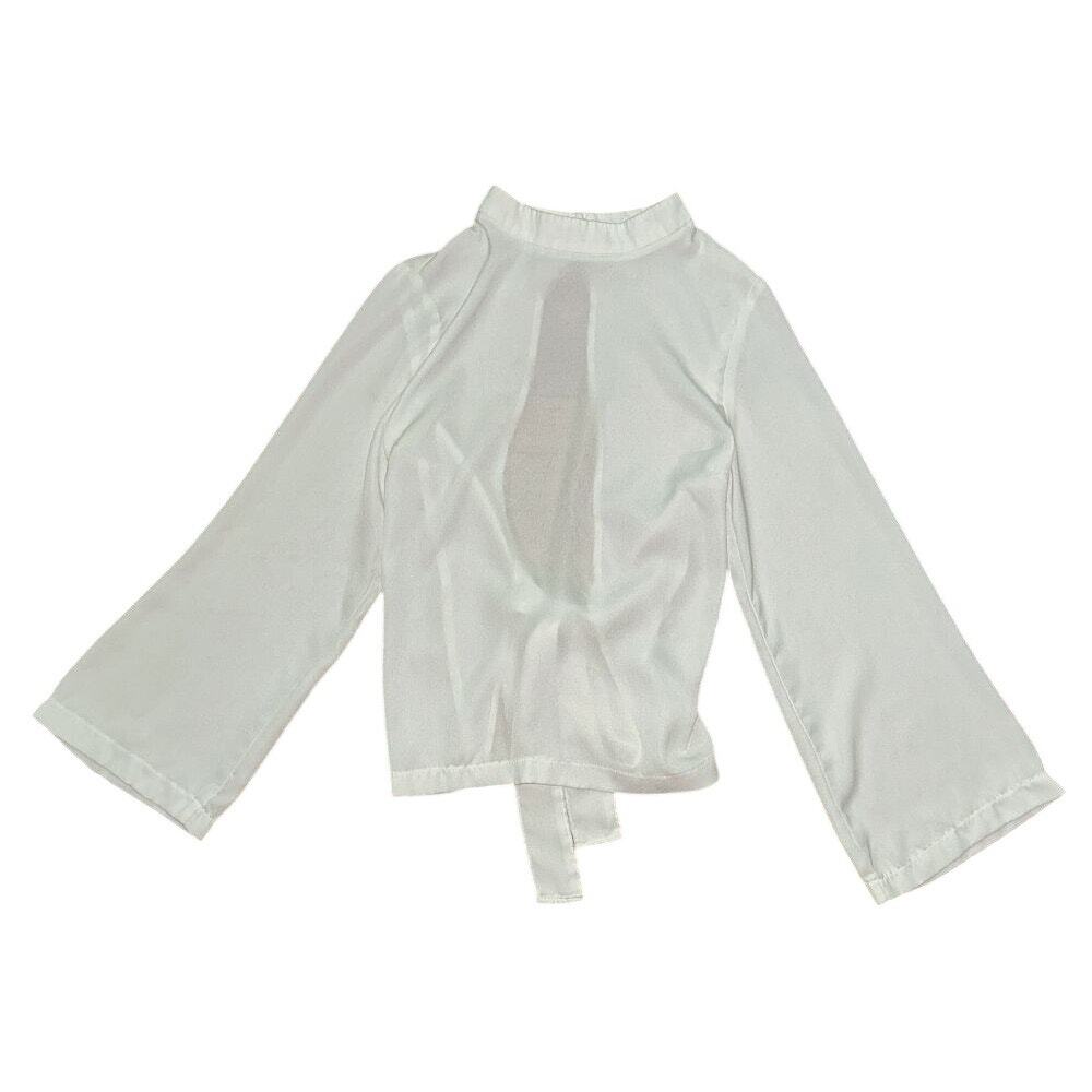 Rokoko by Daz Open Back w/ Tie Closure Wide Bell Sleeve White Top Medium